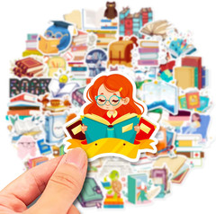 100 Pcs Book Stickers Bulk, Reading Sticker for Water Bottles, Library