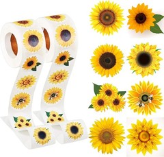 500 Pcs Sunflower Stickers Roll for Envelope Seals Business Card Party Favors