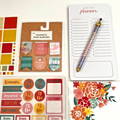 PLANNER KIT LOT Happy Summer Brights STICKERS PEN POUCH DIVIDERS STICKy NOTES
