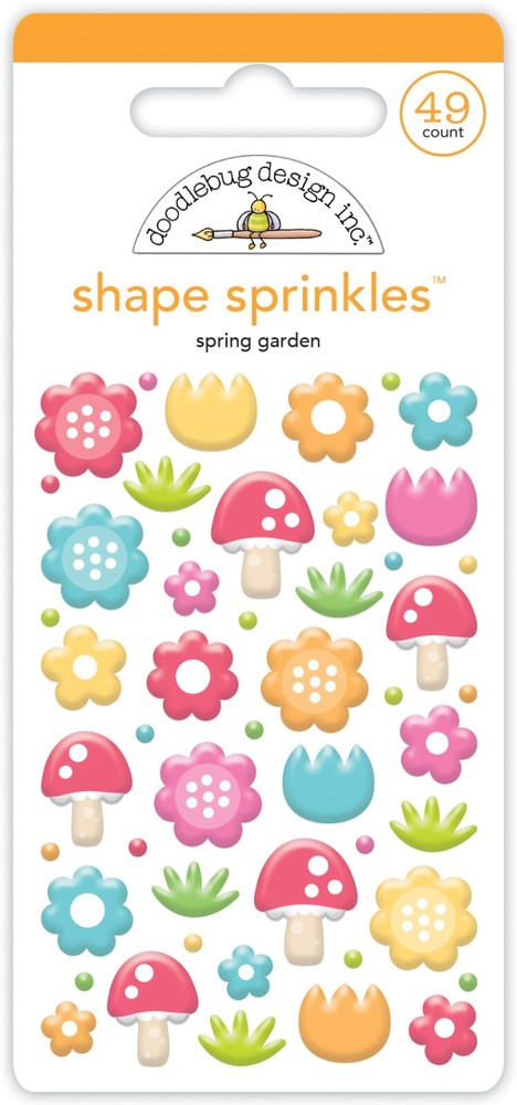 Crafts Doodlebug Sprinkles Puffy Spring Garden Flowers Mushrooms Dots Bright