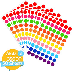 3500 Pieces Dot Stickers, 3/4 Inch Color Coding Labels, 10 Color Circle Price St