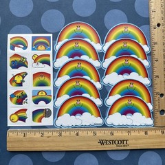Vintage Carson Dellosa Rainbows Name Tag Bulletin Board Cutout & Stickers Lot