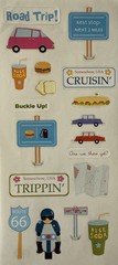ROAD TRIP Stickers(19pc)Car •Vacation•Rest Stop•Somewhere, USA•Snacks•Map•Signs•