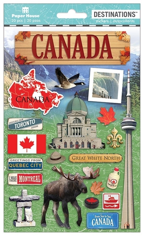 Crafts Stickers Dimensional Canada Montreal Moose Goose Toronto Flag Maple