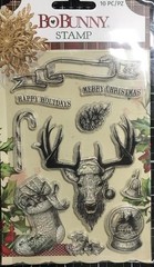 New BO BUNNY Rubber Stamp clear cling set CHRISTMAS TREASURES free USA ship