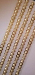 CraftbuddyUS 5 GOLD Round w/ 6mm Pearl Self Adhesive Rhinestone Stripes