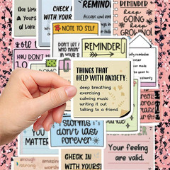 50pcs Waterproof Stickers English Text Reminder Adhesive Back to School Supplies
