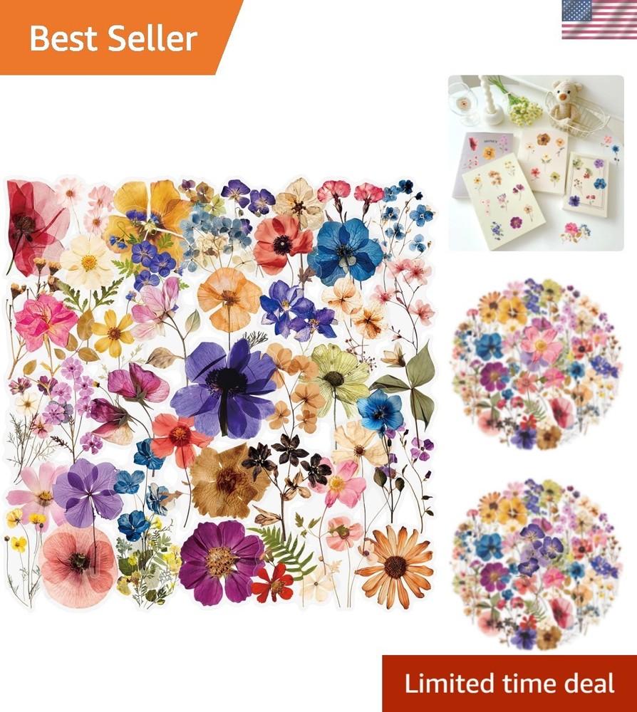 50Pcs Transparent Flora Scrapbook Stickers Pack, Vintage Aesthetic Flowers St…