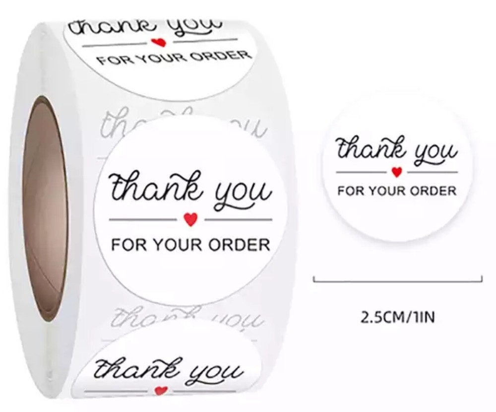 40 ‘ Thank You For Your Order ‘ Stickers Small Business Envelope 1 Inch Round