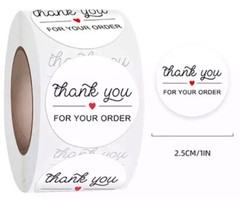 40 ‘ Thank You For Your Order ‘ Stickers Small Business Envelope 1 Inch Round