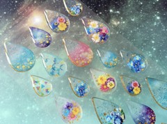 Puffy Gold Pressed Flower Tear Raindrop Sticker Sheet Scrapbooking Junk Journal