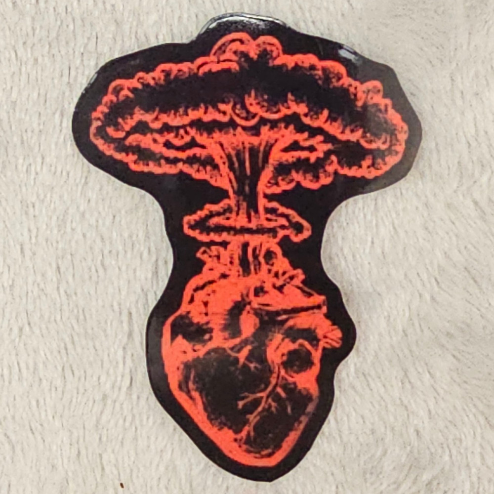 Anatomical Heart Mushroom Cloud Sticker Red Black Goth Alternative Edgy Decal