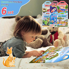 6 Set (260Pcs) Puffy Sticker Books Activity for Kids, Animal, Farm, Dinosaurs, S