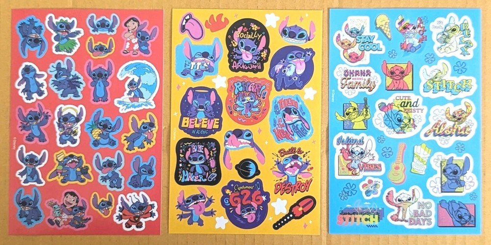 Disney Stitch Single Sheet Lot Of 3