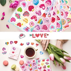 Valentines Stickers 24 Sheets Colorful Love Heart for Kids,