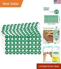 500 Pack Green Round Number Stickers 1-50 – Waterproof Vinyl Labels for All Uses