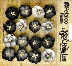 Forget Me Nots BLACK GREY 16 Paper Flowers 20mm across Penny Lane Petaloo XC