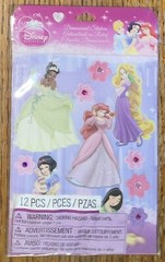 DISNEY PRINCESS Ariel Aurora Snow White Rapunzel Pocahontas 3D Scrapbook Sticker
