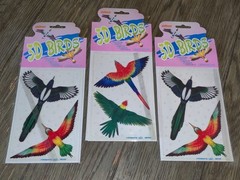 Lot of 3 Packs ArtLover 3D Bird Stickers Reusable Double Sided Waterproof NIP