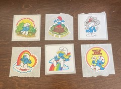Smurfs 1980’s Smurf Stickers Decals (Still Attached To Original Backings) QTY 6