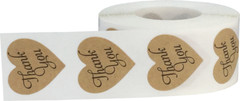Thank You Stickers Heart Shape Labels| 1 Inch Hearts | 500 Pack | Pick One Color