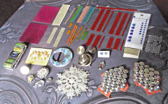Craft Embellishments Lot Hologram/Prism Junk Jewelry, Bling Rhinestone Stick-Ons