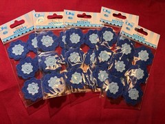 30 pcs (5 pks) Offray Stylish Accents Mini Crochet Blue Felt Flowers 51179 NEW