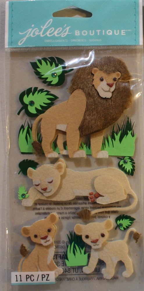 New Jolees Scrapbook stickers LIONS Zoo cubs Jungle Safari dimensional