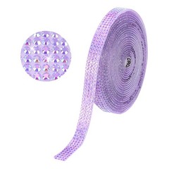 Self Adhesive Rhinestone Strips 3 Yards 0.3 Inch for Craft,Light Purple AB