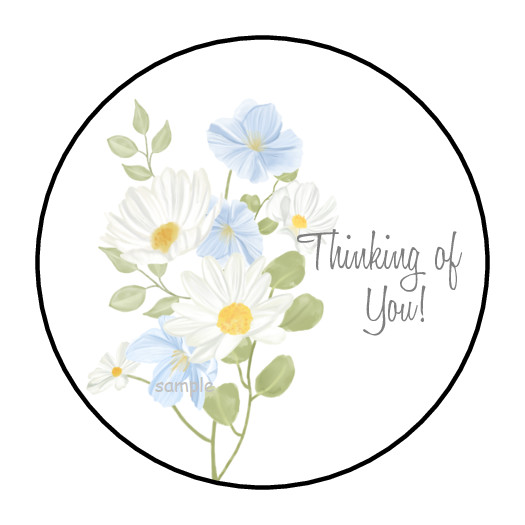 30 THINKING OF YOU DAISIES STICKERS ENVELOPE SEALS LABELS 1.5″ ROUND FLORAL