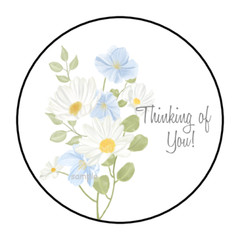 30 THINKING OF YOU DAISIES STICKERS ENVELOPE SEALS LABELS 1.5″ ROUND FLORAL
