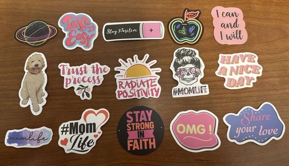 Lot of 15 Positive Affirmation Stickers Smile Happy Love