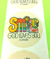 Vintage 80’s Smile God Loves You ChrisD Religious Sticker Set Of 5