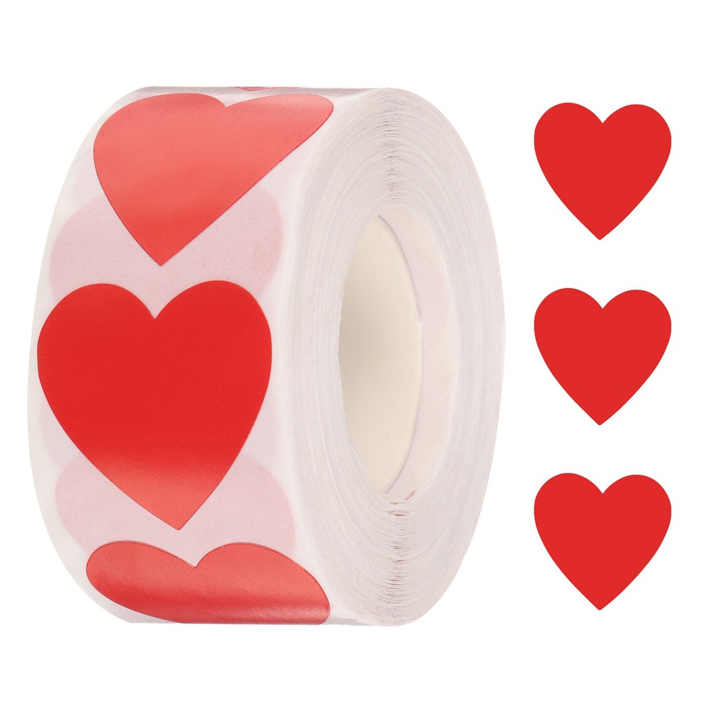 500pcs Red Heart Stickers 1 Inch Self-Adhesive Stickers Label for Shop Home