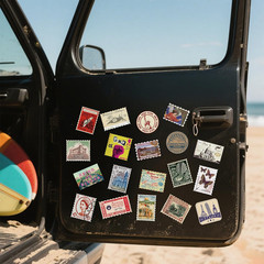 Vintage Travel Stamp Stickers, Retro World Journaling Postage Sticker for Planne