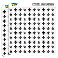 Fleur de Lis Black on White 0.5″ Scrapbooking Crafting Stickers