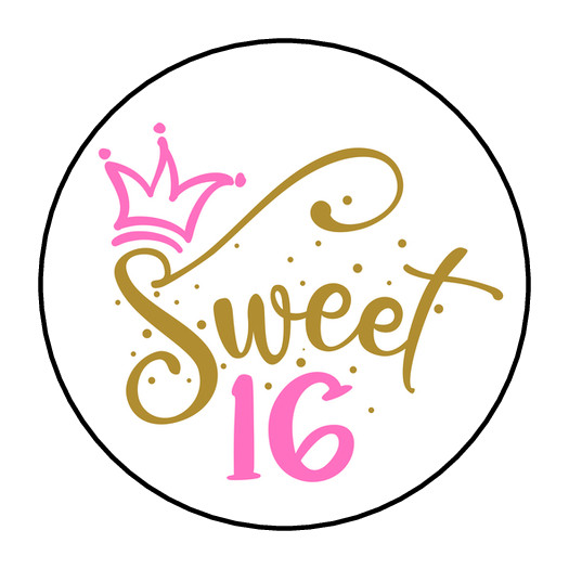 30 SWEET 16 BIRTHDAY ENVELOPE SEALS STICKERS LABELS TAGS 1.5″ ROUND 16TH