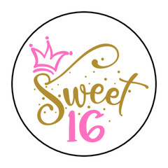 30 SWEET 16 BIRTHDAY ENVELOPE SEALS STICKERS LABELS TAGS 1.5″ ROUND 16TH