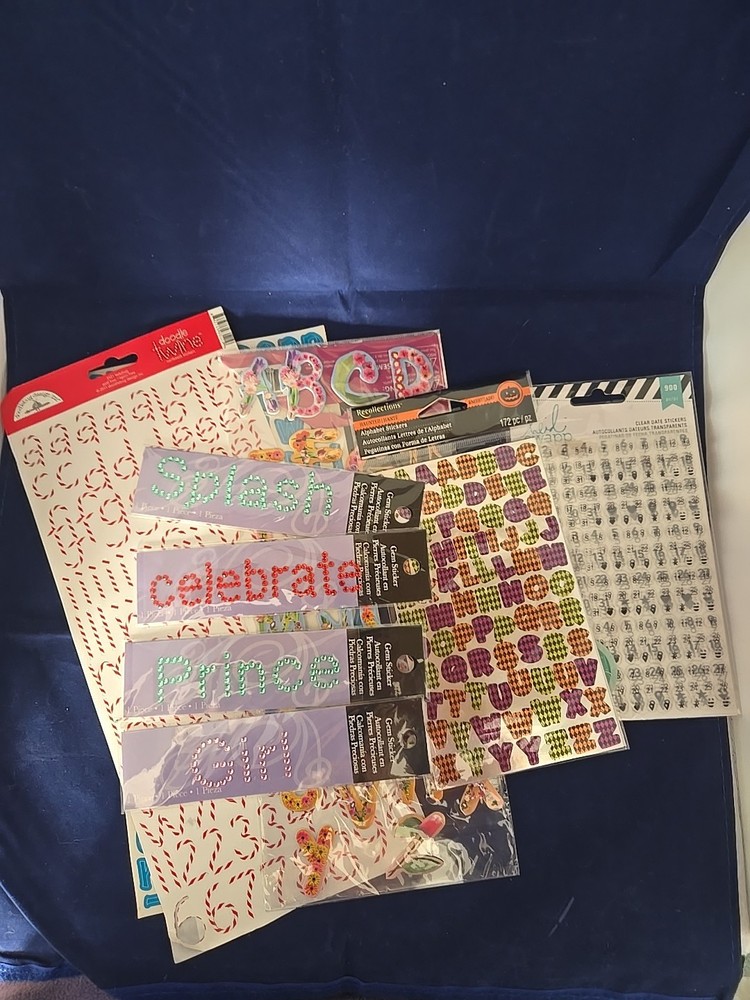 Words & Letters, Numbers Scrapbooking Stickers Lot Of 9
