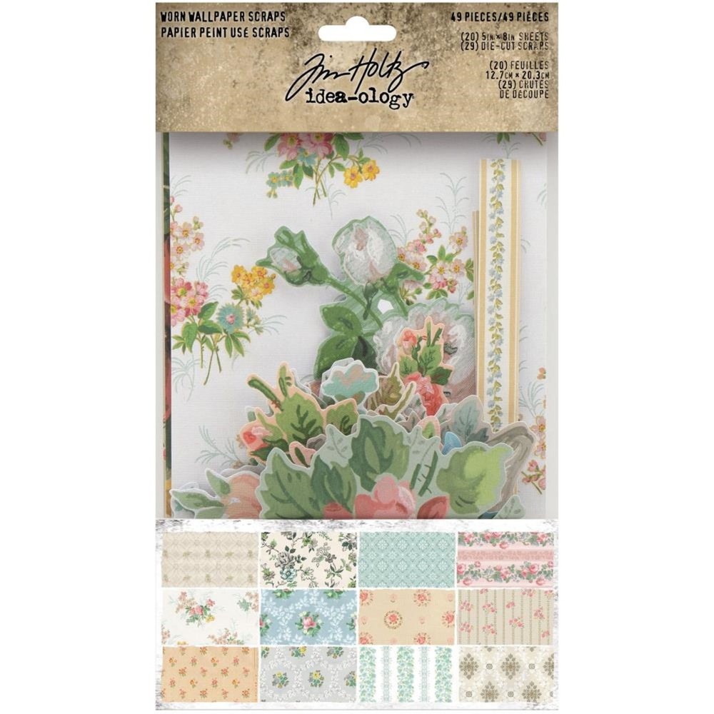 Tim Holtz TH94122 IdeaOlogy Worn Wallpaper Scraps 49/Pkg
