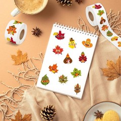 1000 Pcs Fall Maple Leaf Stickers Cartoon Style Waterproof for Indoor Outdoor