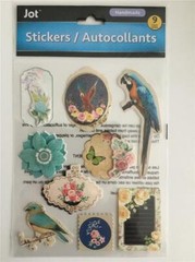 JOT BIRD THEME HANDMADE STICKER SHEET (9 STICKERS) GREAT FOR SCRAPBOOKING (NEW)