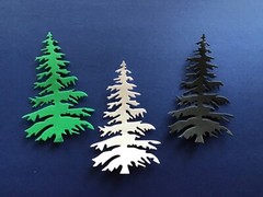 TREE Christmas tree die cut embellishments 6 Pcs 3-1/2″ x 2-1/4″ Choose Color