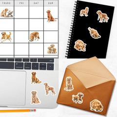 Golden Retriever Dog Stickers for Journals, Scrapbooks, Planners, Glossy, Matte
