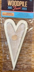 Woodpile Fun Wood Burlap Heart W/ Buttons Craft Card 3D Scrapbook Embellishment