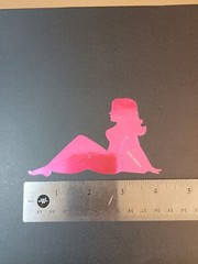 Vintage Stickers MUD FLAP GIRL Glossy Foil Vending Sticker VTG PVI Pink 01