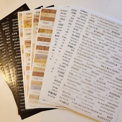 NEW Lot 12 Sheets Word Stickers Black White Tan Neutrals Gold Phrases Sentiments