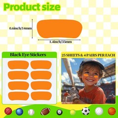 100 Pairs Eye Black Stickers with 2 Pencils for Baseball Football Orange