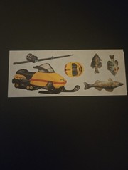 Creative Memories Scrapbooking Sticker Ice Fishing Snowmobile & Fish Winter