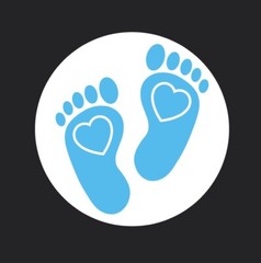Blue Footprints Baby Shower ENVELOPE SEALS LABELS STICKERS 1.2″ ROUND Girl Boy